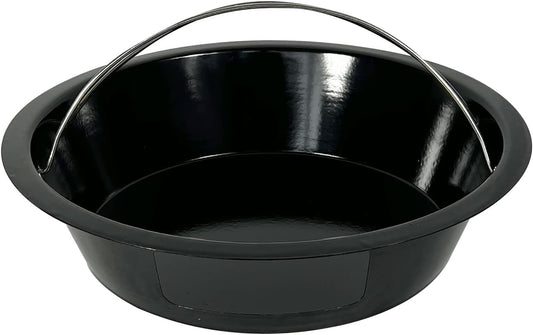 KAMaster Ash Can with Handle for XLarge Big Green Egg,Charcoal Ash Collector Must Haves Big Green Eggs Accessories Carbon Steel Ash Pot with Enamel Coating Steel Folding Handle Kamado Ash Basket