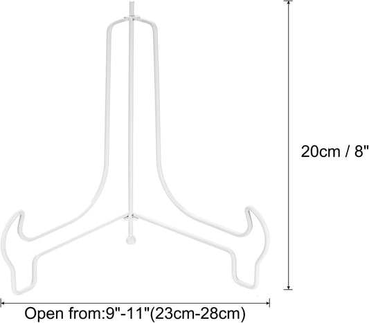 uxcell 8 Inch Plate Stand for Display, Iron Decorative Plate Holders Folding Display Stand Easel for Book Platter Photo Picture Frame Tabletop Art, White