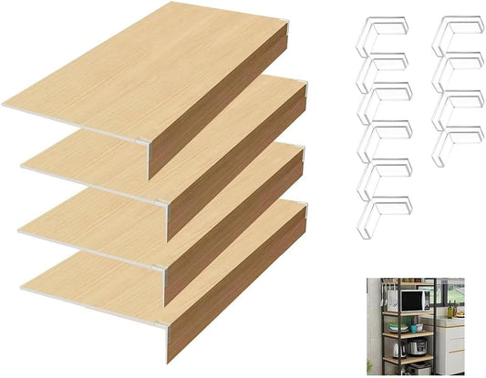 4 Pcs Wire Rack Covers, PVC Wire Shelf Cover for Pantry, Removable Closet Decoration Shelf Liners with Corner Guards for Kitchen Bathroom Office Shelving, Durable Shelves Easy Install,Beige