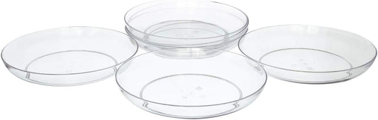 Royal Imports 9" Clear Plastic Saucer Plant Drip Tray, Low Pie Plate, Floral Flower Dish, Wedding, Party, Home and Holiday Decor, 6 Pack
