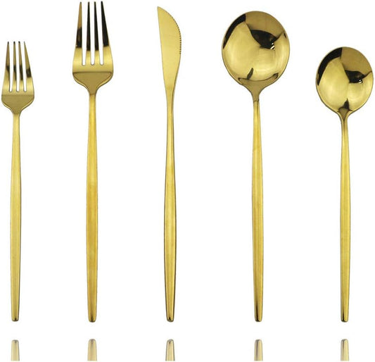 JASHII 30-Piece Stainless Steel Satin Finish Flatware Set - Mirror Polished Tableware Cutlery for Home and Restaurant - Dishwasher Safe