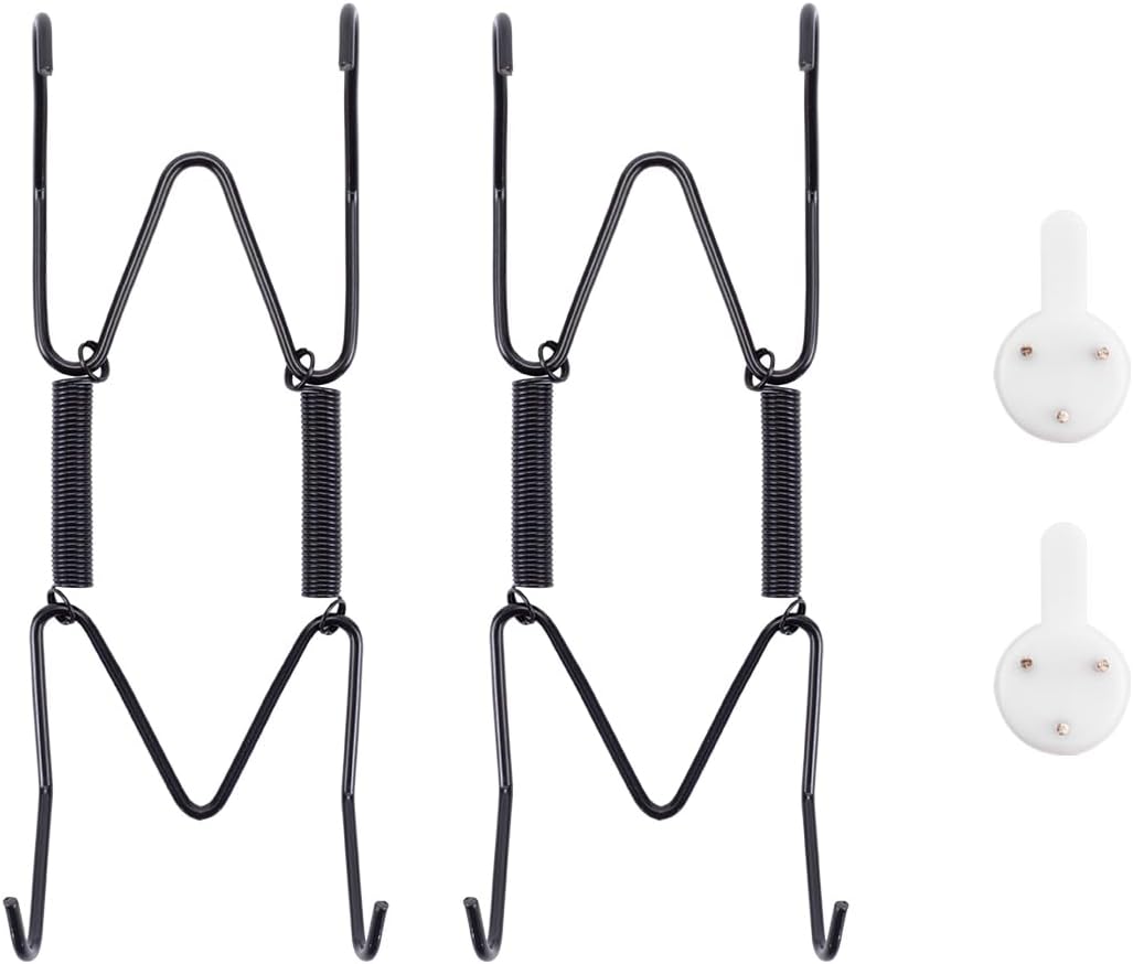 2 Pack Plate Hangers for The Wall, Suitable for 4-5 inch Art Plate, Stainless Steel Invisible Heavy Duty Wire Plate Holder with Wall Hooks, Plate Hangers for Displaying Plates, Platter, Dish, Black