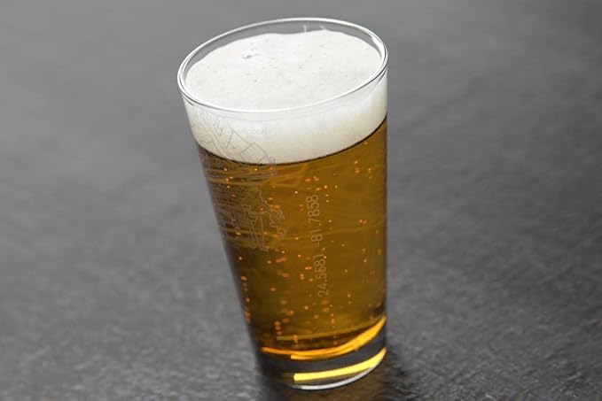 Well Told Engraved Key West Florida Map Pint Glass, Etched Beer Gift (16 oz, Clear) City Map Pint, Custom City Glassware, Gifts For Beer Lovers