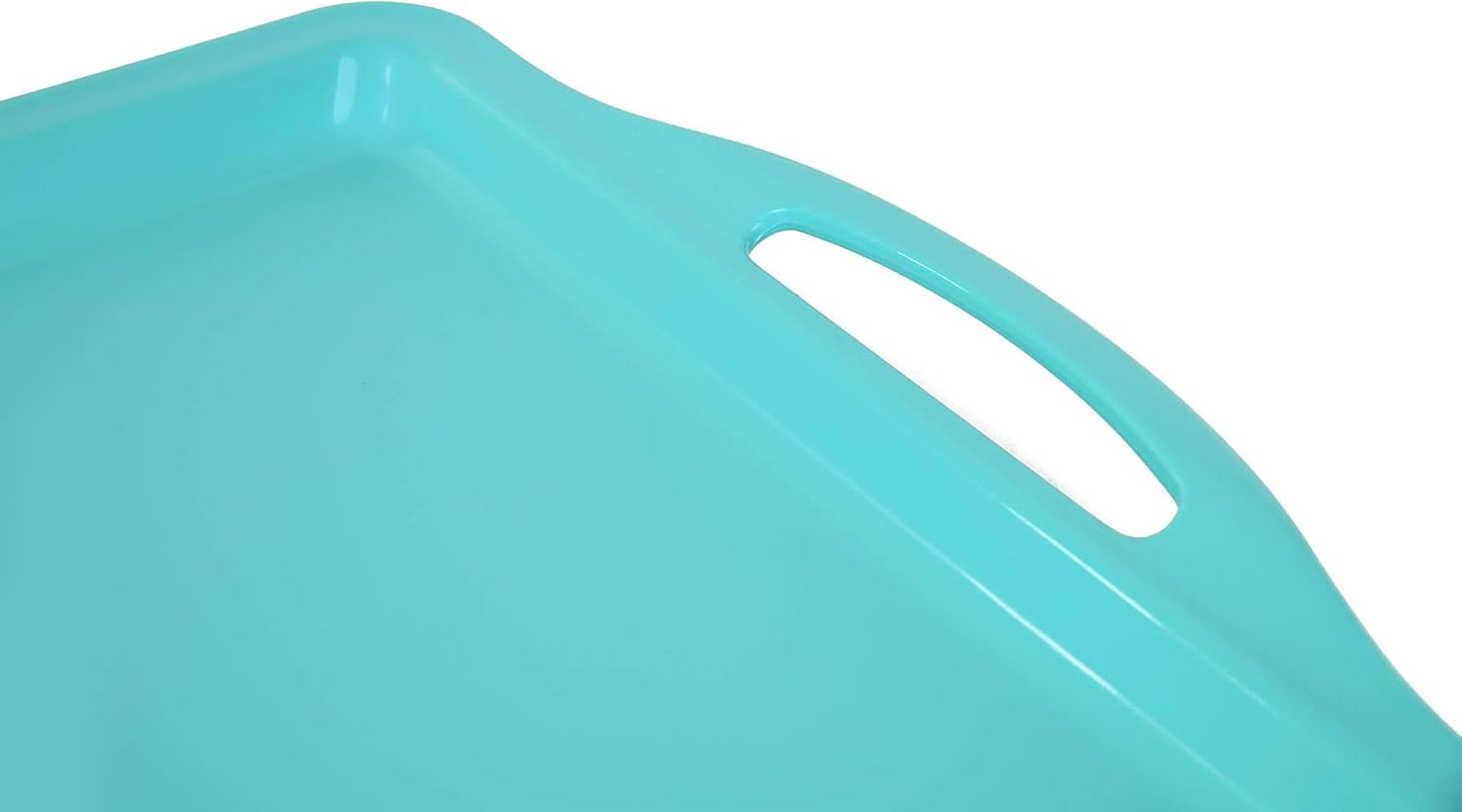 Mintra Home Durable Serving Tray (1pk, Teal) - Unbreakable, Breakfast, Cafeteria, Fast Food, Handles