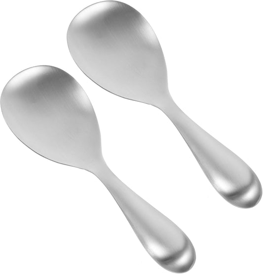 Cabilock Practical Large Scoops Rice Paddles 304 Stainless Steel Rice Spoons Non-stick Scoops