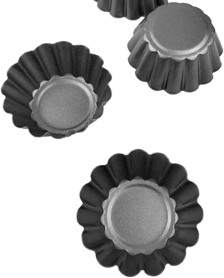 DaKuan 12 Packs Egg Tart Mold, Cupcake Cake Muffin Mold Mini Pie Pans Tin Pan Baking Tool, Carbon Steel- 2.6 Inch