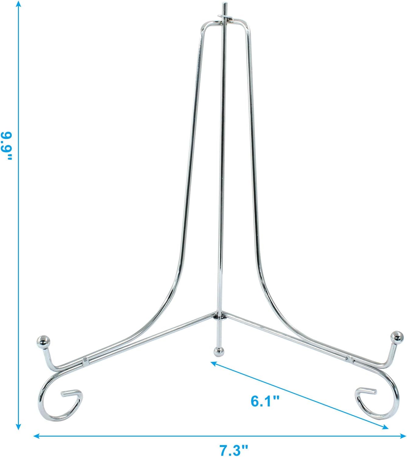 Hordion 2 Pack Plate Stand, 10 Inch Silver Iron Easel Photo Display Stand Plate Holder for Picture Frame Book Tabletop Art Platter