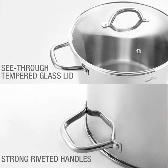 HOMICHEF Small Stock Pot 4 Quart Nickel Free Stainless Steel - Small 4Qt Stockpot With Glass Lid - Soup Pot Cooking Pot 4 Quart