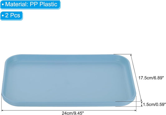 PATIKIL 9x7 Fast Food Tray, 2 Pack PP Plastic Reusable Multi-Purpose Non-Slip Rectangle Serving Tray for Cafeteria Restaurant Home Kitchen, Blue