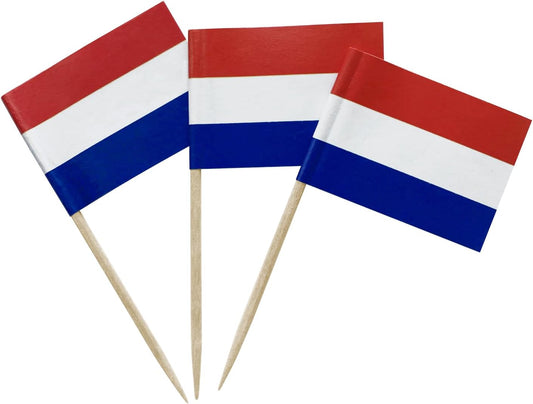100PCS Netherlands Dutch Small Toothpick Flags Decor Mini Cupcake Toppers Cocktail Picks