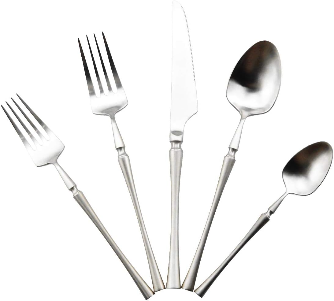 Gugrida Unique & Beautiful Flatware Set - 5 Piece Iridescent Silverware Sets | 18/10 Stainless Steel Reusable Cutlery Set | Utensils Service For 1 with Dessert Fork, Knife, Spoon, Dinner Fork
