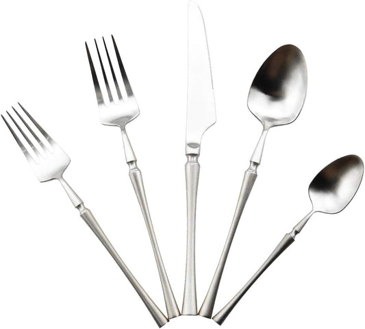 Gugrida Unique & Beautiful Flatware Set - 5 Piece Iridescent Silverware Sets | 18/10 Stainless Steel Reusable Cutlery Set | Utensils Service For 1 with Dessert Fork, Knife, Spoon, Dinner Fork