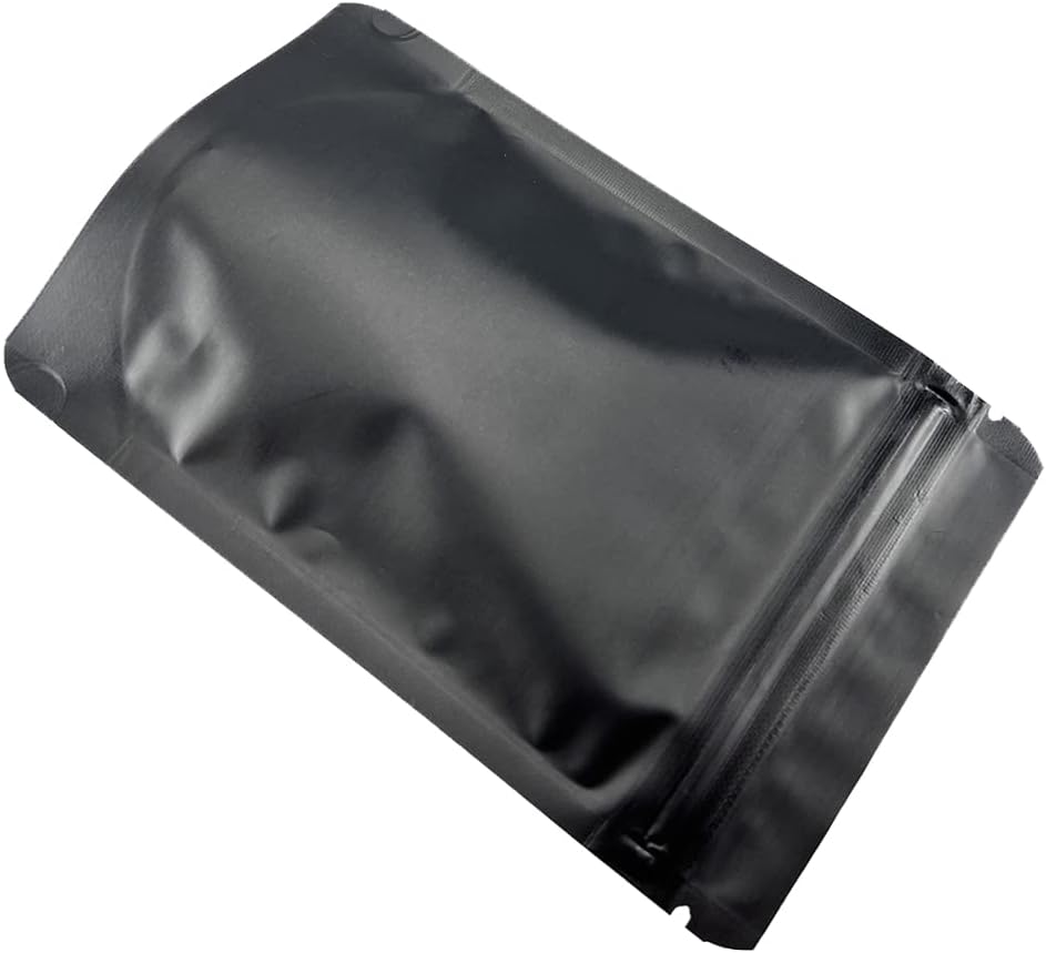 PABCK 50 Pieces 4.3x6.3 inch(Inside Size 3.5x3.9 inch) Stand-Up Resealable Heat Seal Bags 3.55mil Thick Frosted Black Foil Sealed Bags for Zip Packaging Lock Food Storage Pouch