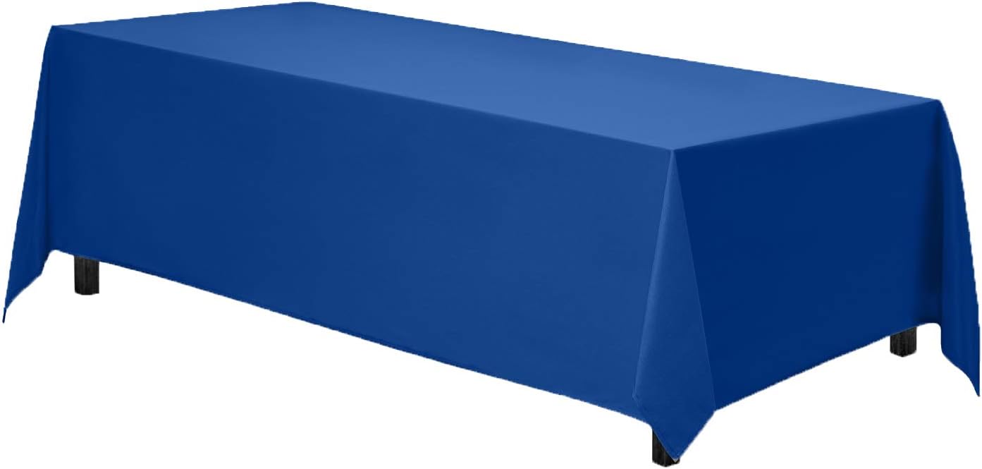 Gee Di Moda Rectangle Tablecloth - 90 x 132 Inch Royal Blue Table Cloth for 6 Foot Table with Floor-Length Drop - Heavy Duty Washable Fabric - 6 Ft Buffet Table, Holiday Party, Wedding & Baby Shower