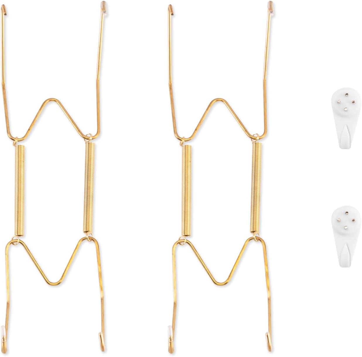2 Pack Plate Hangers for The Wall, Suitable for 8-10 inch Art Plate, Stainless Steel Invisible Heavy Duty Wire Plate Holder with Wall Hooks, Plate Hangers for Displaying Plates, Platter, Dish, Gold