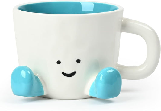Coffee Mugs,Cute funny Mug For Women, 12.8oz/380ml Unique Ceramic Coffee Tea Cups, Office Mug Gift (blue)