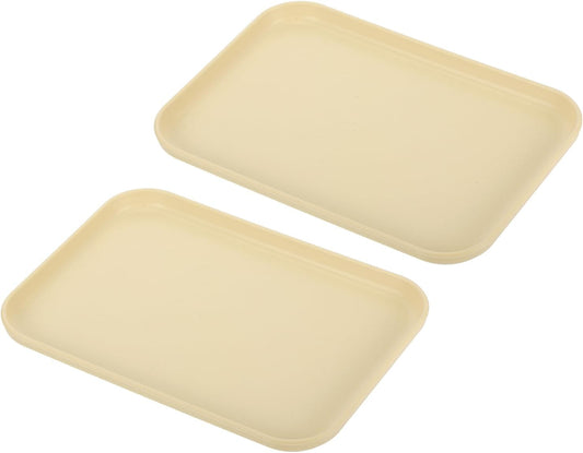 PATIKIL 9x7 Fast Food Tray, 2 Pack PP Plastic Reusable Multi-Purpose Non-Slip Rectangle Serving Tray for Cafeteria Restaurant Home Kitchen, Beige