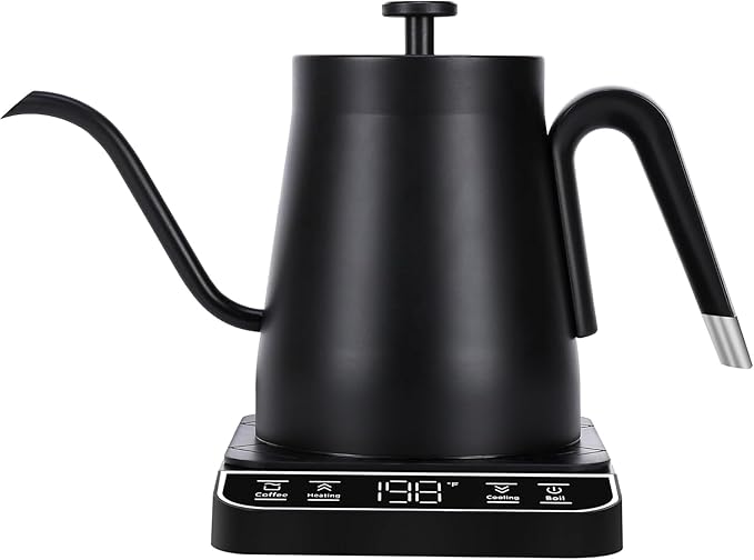 Electric Tea Kettle Gooseneck 27oz 1200w Coffee Quick Heating Hot Water Boiler, Black