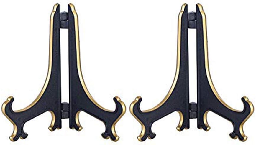 Artliving 4" Decorative Plate Stand Holder Plastic Picture Easel Display Stand Picture Frame Stand Black Gold