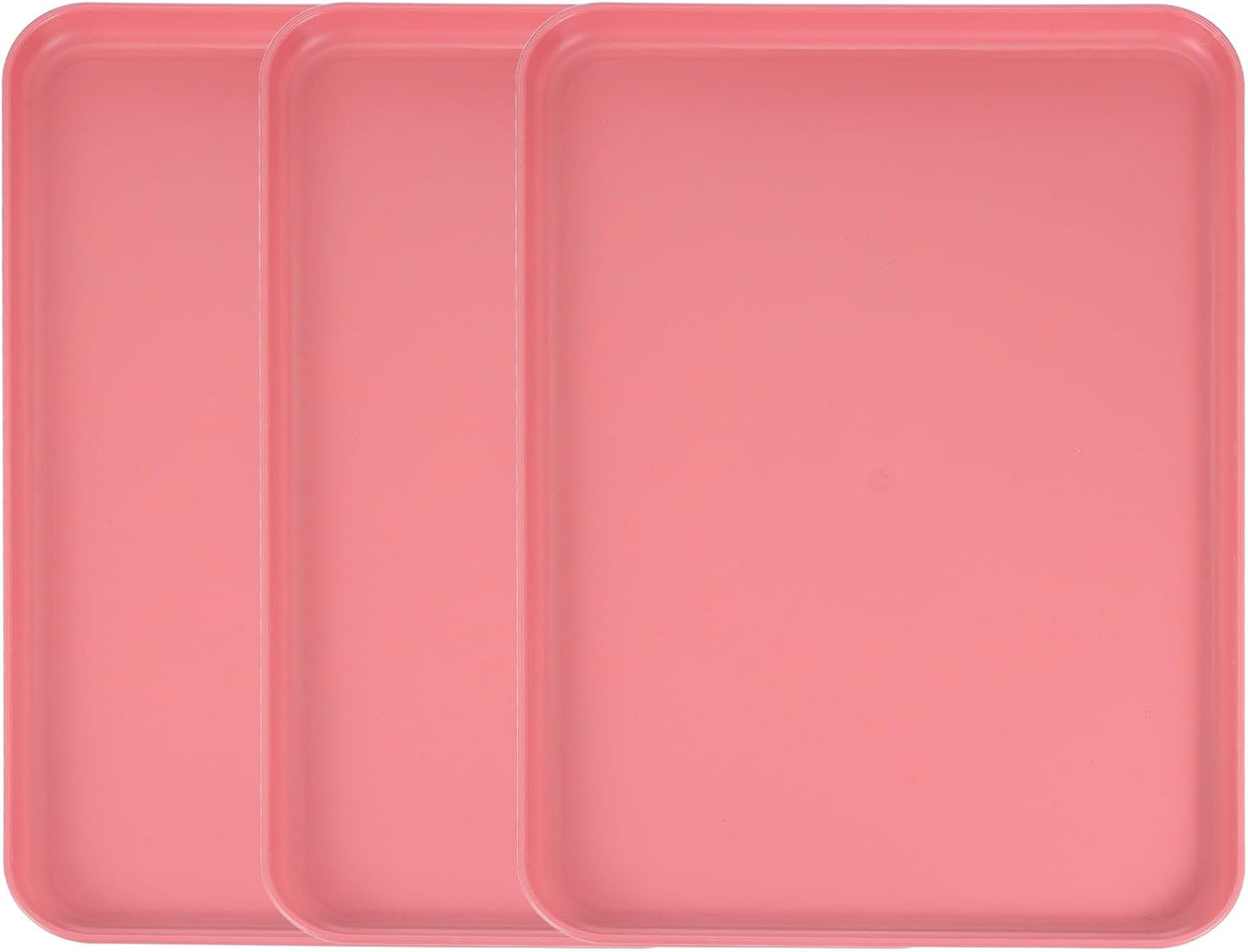 uxcell 3Pcs Plastic Serving Trays, 15 x 10.6 Inch Rectangle Food Trays Serving Cafeteria for Kitchen Restaurant Coffee Fruit Burger Lunch Dessert, Red