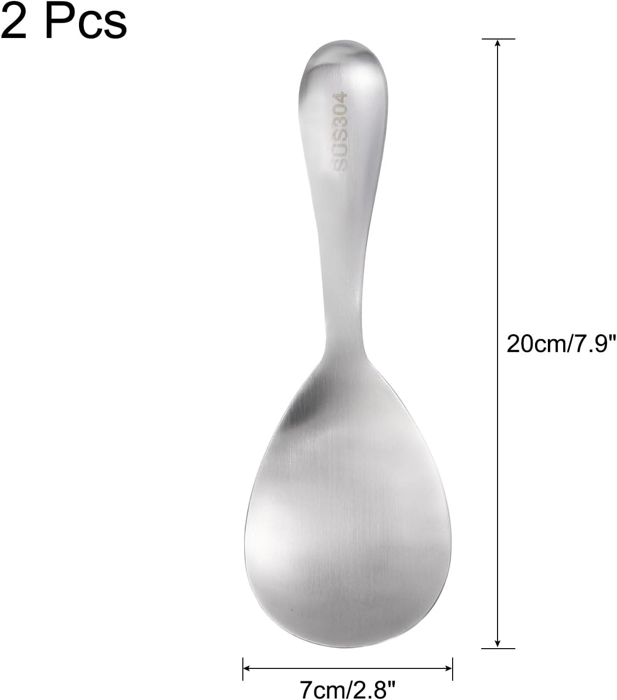 uxcell 2 Pcs Stainless Steel Rice Paddle Non-Stick Rice Spoon Metal Rice Serving Spoon Kitchen Utensils Rice Spatula for Home Restaurant, Silver