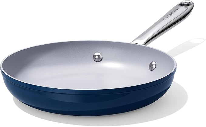 Nonstick Ceramic Frying Pan 8" for All Cooktops, PTFE/PFOA/PFAS Free, Even Heat Distribution Oven Safe up to 500°F, Healthy Non Toxic Skillet w/Ergonomic Stainless Steel Handle, Navy Blue