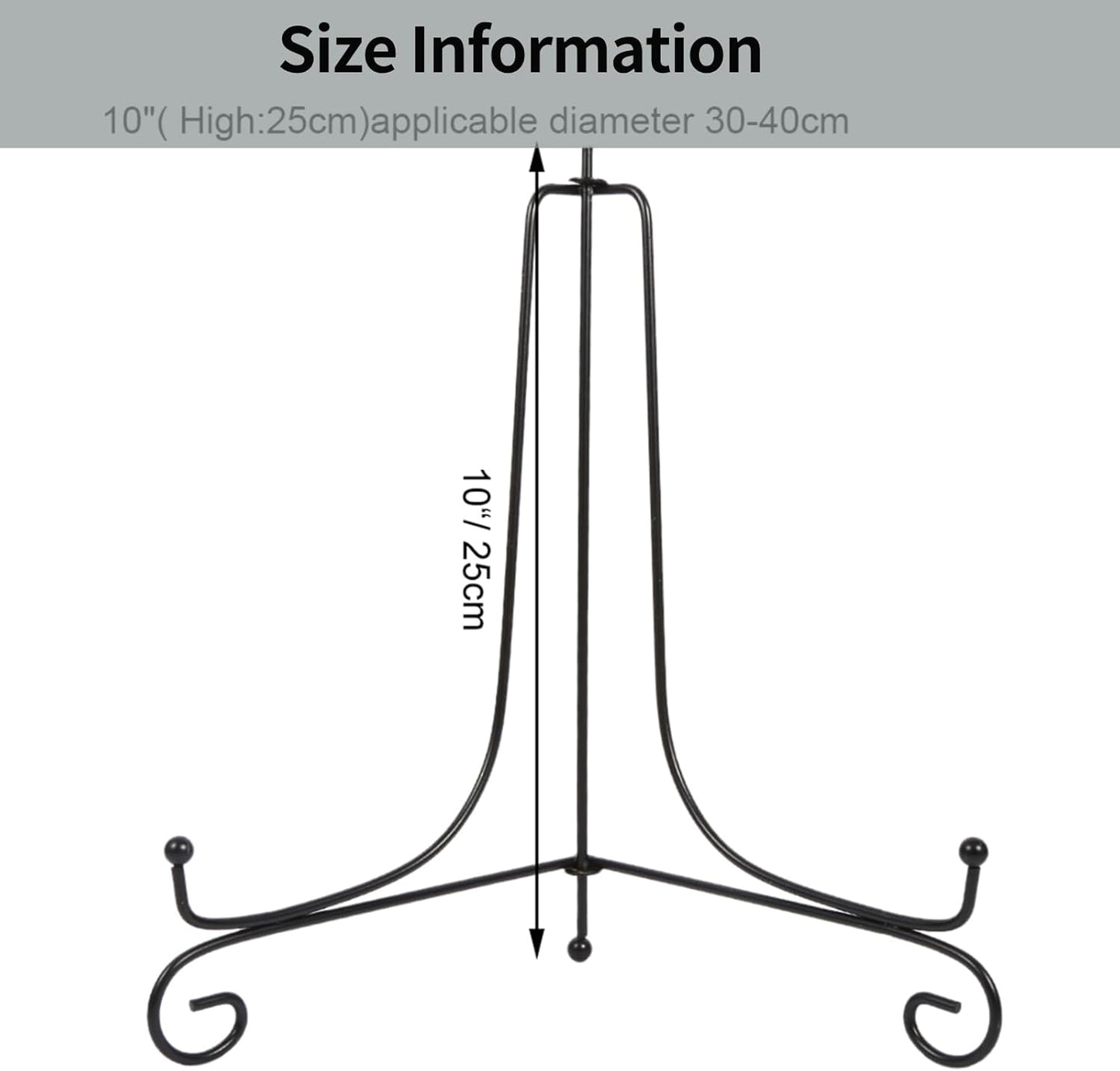 Yosoo Health Gear 1 pcs 4" - 12" Black Plate Stands for Display for Bowls, Plate Holder Display Stand, Easel to Hold Pictures for Plates, Photo Frames, Books, Card(10 inch)