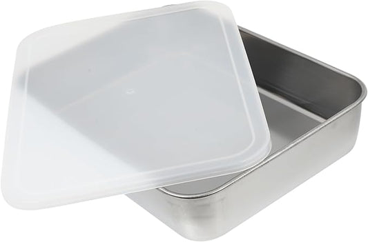 Stainless Steel Baking Pan with Fresh-keeping Lid Deep Bbq and Food Storage Container High-temperature Resistant for Outdoor Picnics and Family Gatherings