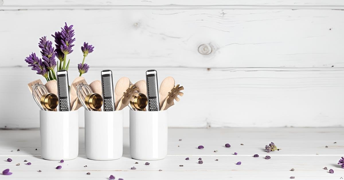 3pcs Silverware Holder for Countertop,Sturdy Porcelain Flatware Holder Decorate Buffet Table