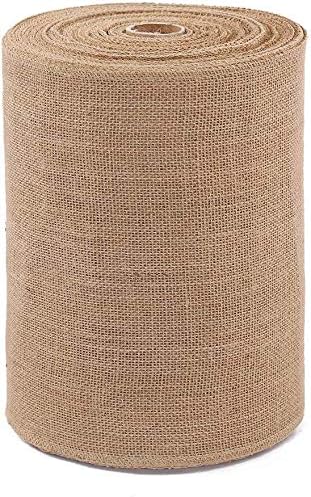 Burlap Table Runner 12 Inch by 50 Yards Natural Jute Hessian Burlap Roll Crafts Fabric Rolls with Sewn Edges for Country Rustic Party Wedding Decorations Farmhouse Kitchen Decor(12" x50Yard)