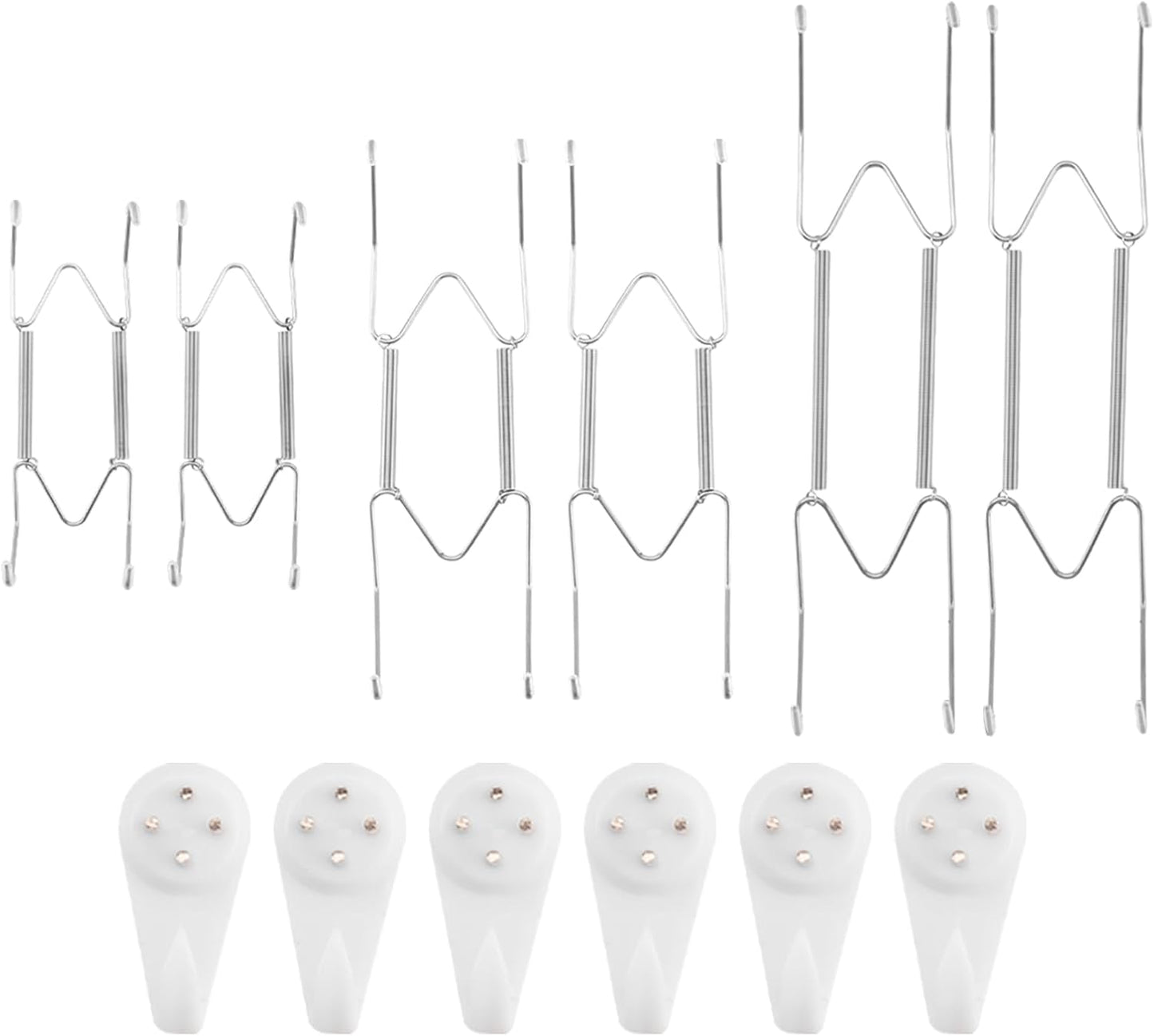 6 Pack 6/8/10 Inch Decorative Plate Medium Plate Hangers for The Wall, Invisible Stainless Steel Plate Wall Hangers for Display with Wall Hooks, for Plates/Platter/Dish/Picture （Silver）