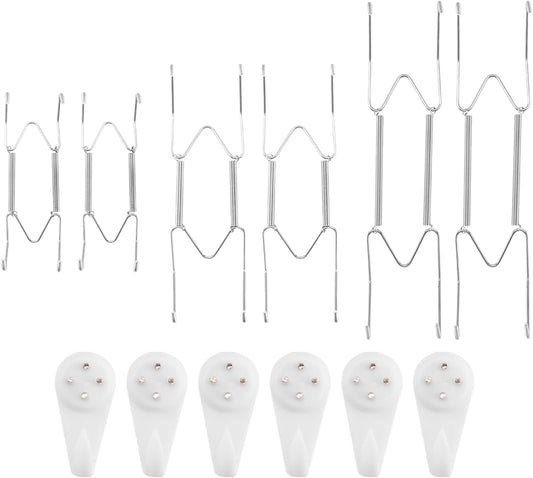 6 Pack 6/8/10 Inch Decorative Plate Medium Plate Hangers for The Wall, Invisible Stainless Steel Plate Wall Hangers for Display with Wall Hooks, for Plates/Platter/Dish/Picture （Silver）