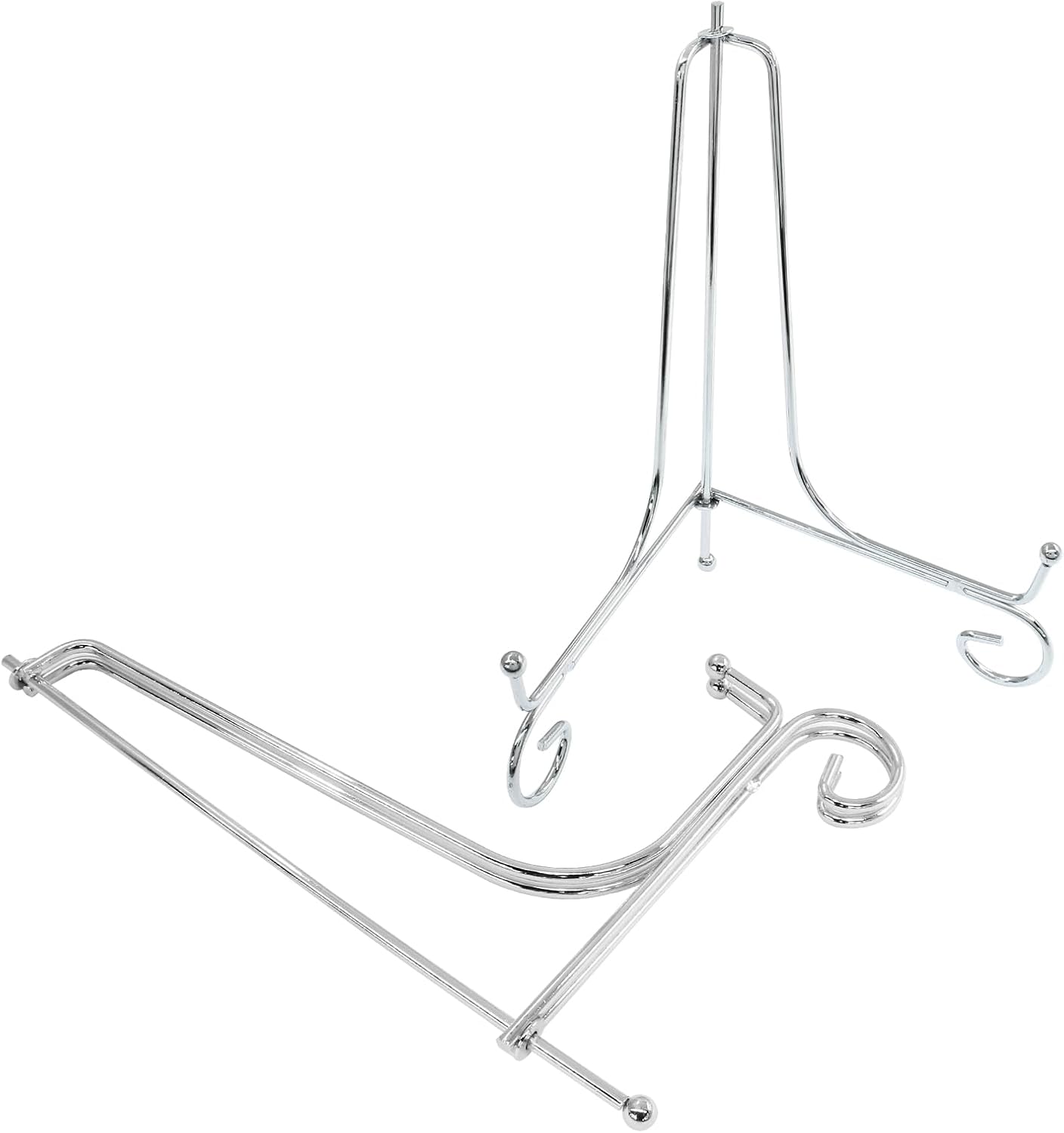 Hordion 2 Pack Plate Stand, 8 Inch Silver Iron Easel Photo Display Stand Plate Holder for Picture Frame Book Tabletop Art Platter