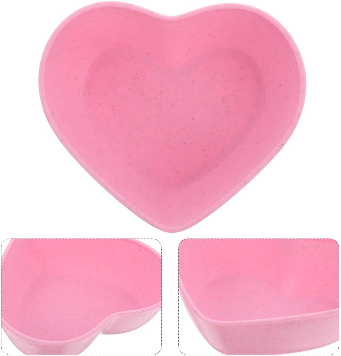 Wakauto 4Pcs Pink Heart Shape Small Sauce Dishes Wheat Straw Side Dish Bowls for Condiments Mini Seasoning Dishes Soy Dipping Sauce Appetizer Plates for Sushi Jam 3.11X2.55 Inch