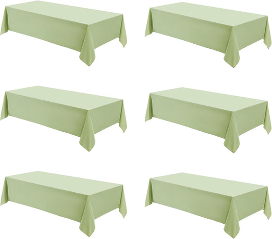 Rectangle Tablecloths 90x132 Inch 6 Pack Sage Green Tablecloth Washable Decorative Linen Polyester Table Cloths for Dining Table Banquets Buffet Parties and Wedding