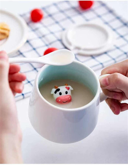 Surprise 3D Coffee Mug Animal Inside 12 oz with Dinosaur,Cute Cartoon Handmade Ceramics Cup,Christmas Birthday Surprise for Friends Family or Kids (Dinosaur)