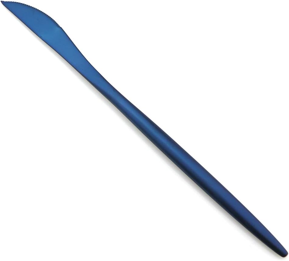 Gugrida 20 Pieces Matte Flatware Set, 18/10 Stainless Steel Cutlery Sets Including Knife Fork Spoon w/Drinking Straw, Silverware Sets Service for 4 (20-Piece, Matte Blue)