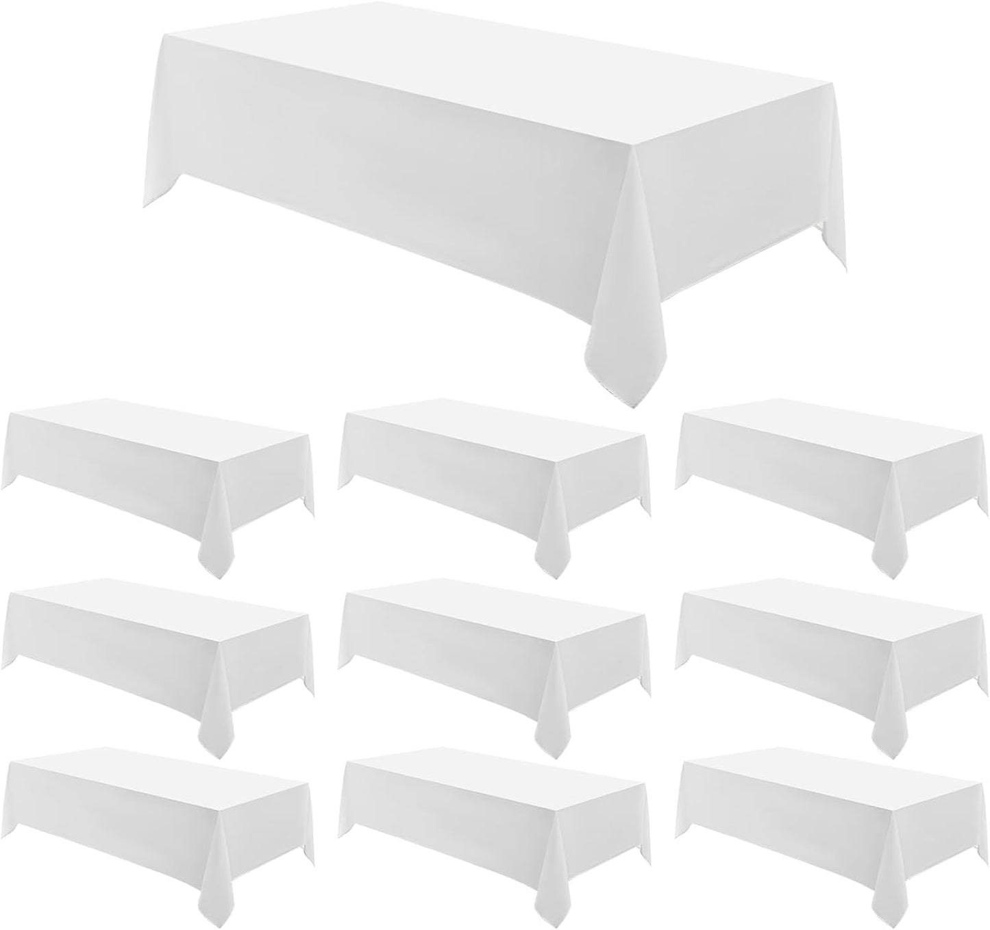 Rectangle Tablecloths 90x132 Inch 10 Pack White Tablecloth Washable Decorative Linen Polyester Table Cloths for Dining Table Banquets Buffet Parties and Wedding