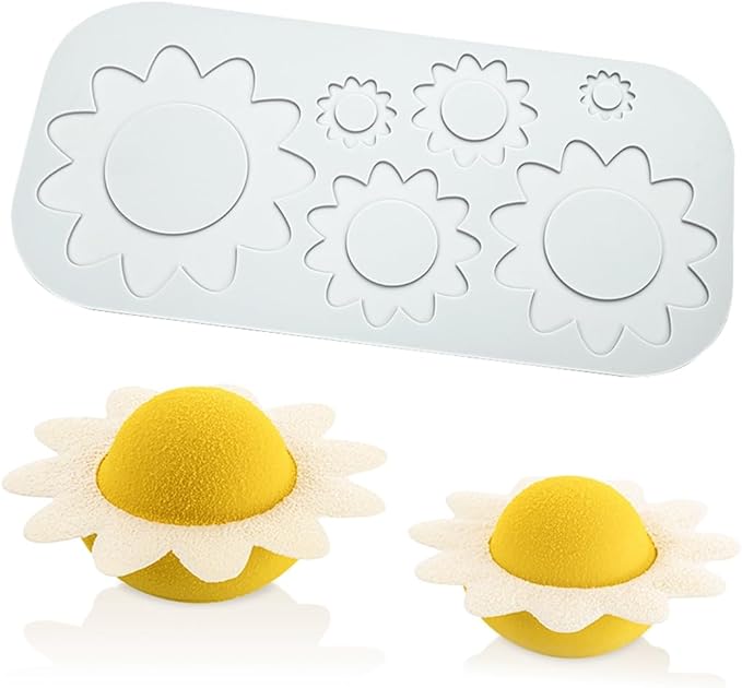 mostsom Sunflower Lace Silicone Mold for Epoxy Resin, Chocolate, Cake Decoration, Candles, Homemade Crafts Fondant Mould, Sugarcraft Pad, Crispy Chip Decor, Kitchen Tool (A_ Sunflower)