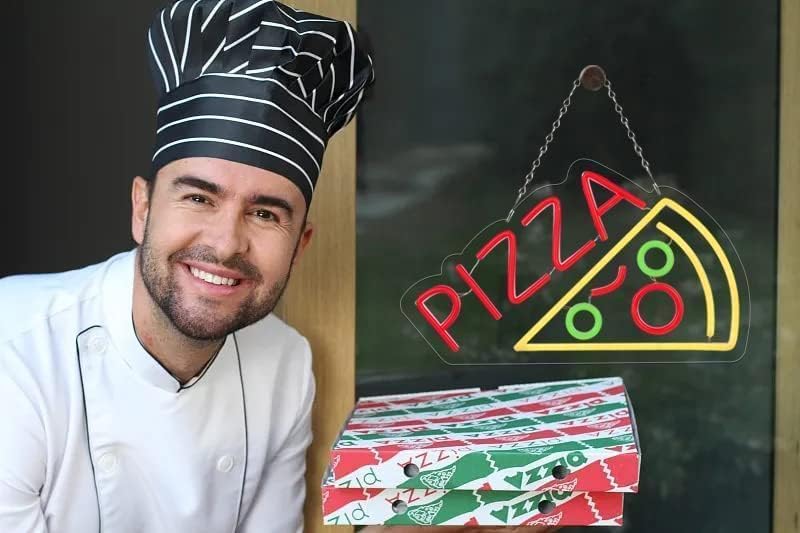 Pizza Neon Sign for Wall Decor, Pizza Shaped Neon Sign for Pizzeria,Food LED LED Light for Restaurant,Kitchen,Store,Party,Restaurant Food Decor,USB Powered,Size 14.6 * 8.3 Inch(JTLD006-21)