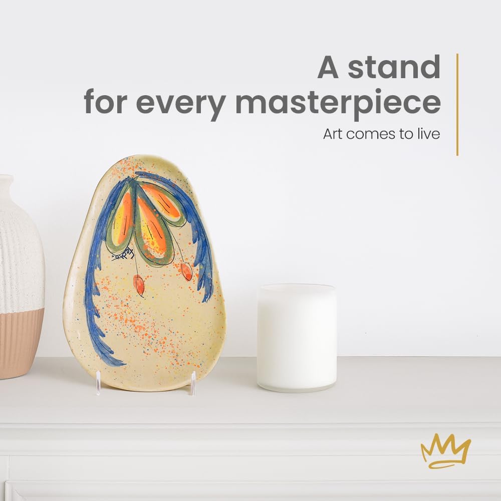 KINGDOM SOLUTIONS MADE IN USA 4-Pack Adjustable Acrylic Easels - Plate Stand - Sturdy Book Stand for Art, Pictures, Plates, Frames - Unique on the Market