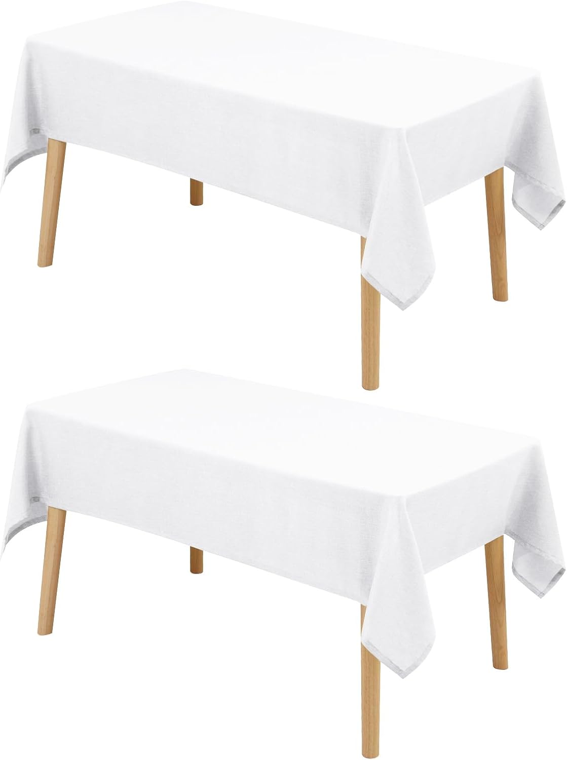 Hiasan 2 Pack Faux Linen Square Tablecloth - Wrinkle and Stain Resistant Washable Table Cloth for Kitchen Dining Room Holiday Table Cover for Party Dinner, White, 70 x 70 Inch