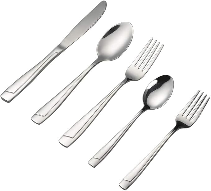 Sandmovie 30 Pieces Stainless Steel Flatware Set, Cutlery Set, Fork Knife Spoon Set, Service for 6 Persons