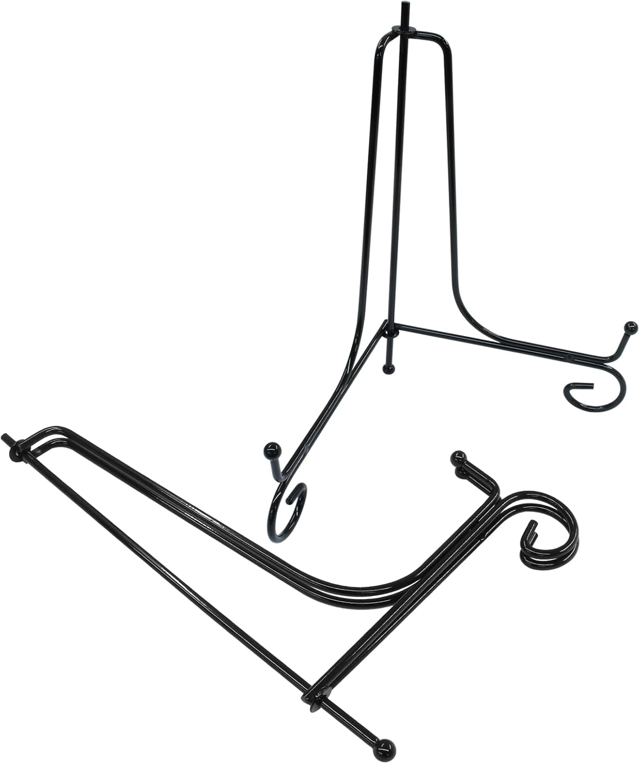Hordion 2 Pack Plate Stand, 6 Inch Black Iron Easel Photo Display Stand Plate Holder for Picture Frame Book Tabletop Art Platter
