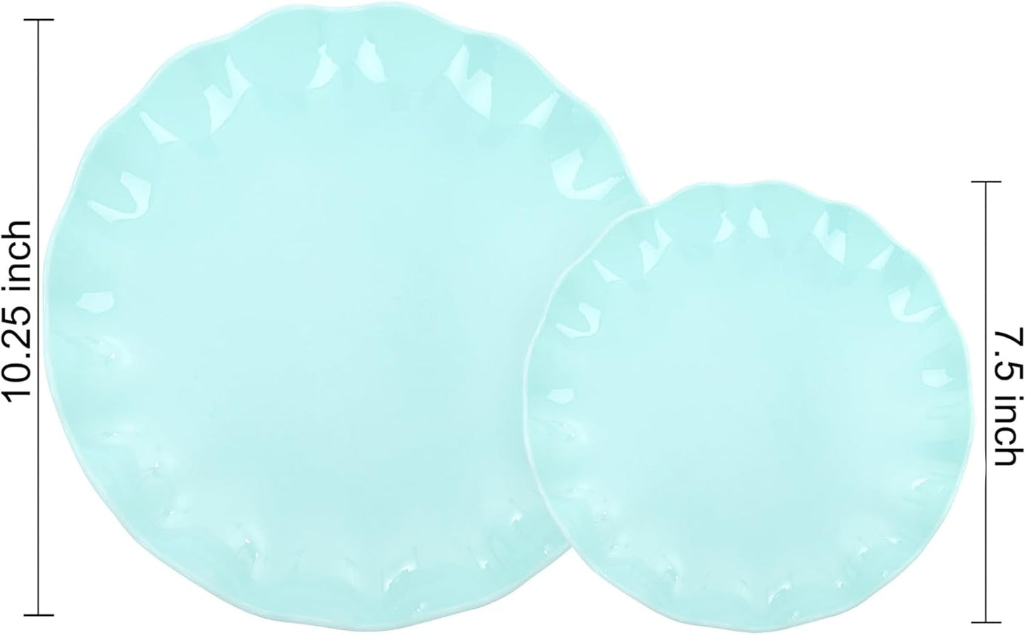 LIYH 24 Pcs Plastic Blue Plates Reusable - Unbreakable Ice Blue Party Scalloped Plates, Microwave & Dishwasher Safe Camping Plate Perfect for Parties, Wedding, Birthday, BPA Free (12Guests)