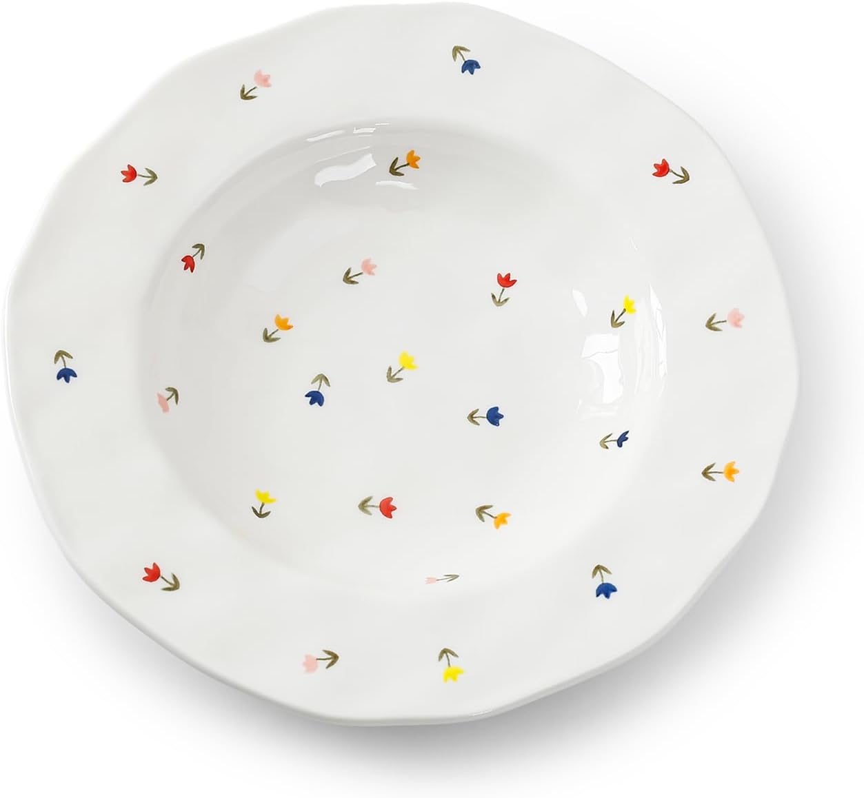 Koythin Ceramic Straw Hat Ramen Bowl Set, Pasta Bowls, Salad Serving Bowl for Noodle, Dinner, Salad, Microwave Dishwasher Safe (Little Tulip)