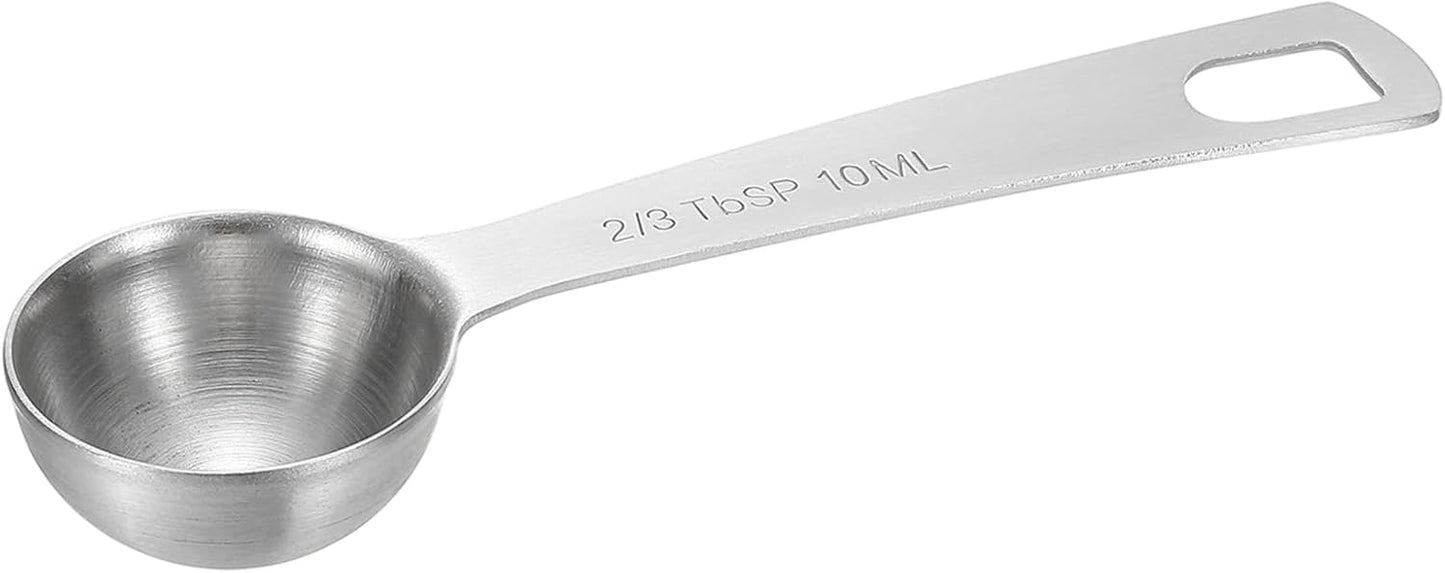 PATIKIL 1pcs 10ml Tablespoon Measuring Spoon, 2/3 Tbsp Measuring Spoon Stainless Steel Individual Measure Scooper Only for Ground Coffee Loose Tea Powder