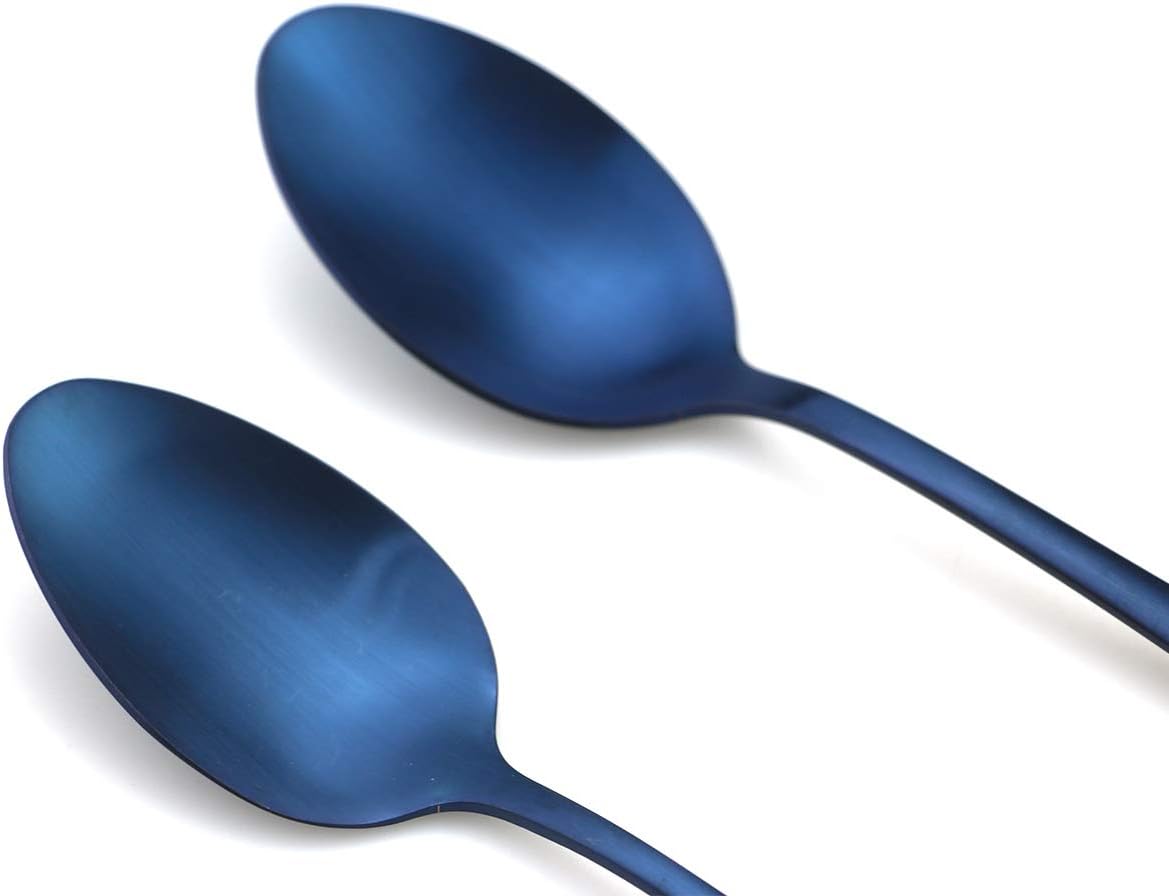 JASHII Modern Royal 20 Pcs Blue 18/10 Stainless Steel Utensils Cutlery Dinnerware Set w/ 4 Pcs Straw, Knife Fork and Spoon Flatware Set for Wedding Festival Christmas Party Service for 4