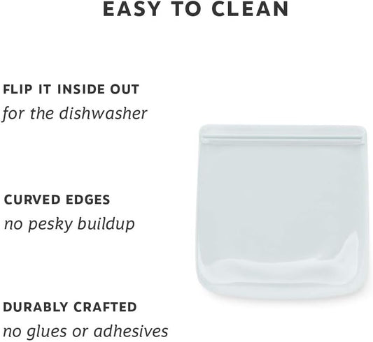 W&P Porter Silicone Reusable Storage Bag, Sandwich (34oz Flat), Mint, Food Storage Container, Microwave and Dishwasher Safe, Easy Cleaning