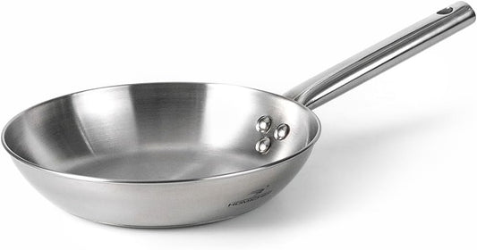 HOMICHEF Mirror Polished NICKEL FREE 8-Inch Fry Pan Stainless Steel (No Toxic Non Stick Coating) - Skillet Pan Flat Bottom Fry Pans - Omelette Pan Egg Pan - Induction Cookware Frying Pan